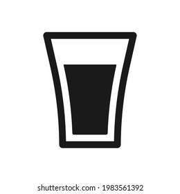 Water glass icon. Cocktail drink symbol. Black beverage silhouette. Vector isolated on white background