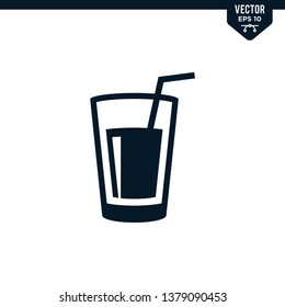 Water Glass icon collection in glyph style, solid color vector
