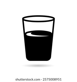 Water glass icon. Drink glass flat pictogram. Drink glass symbol.	Water glass vector on a white background