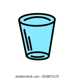 Water glass icon in flat style. Soda glass vector illustration. Liquid water business concept. Funny, cute illustration for topic design, textile, healthy life or greeting card. Hand drawn print.