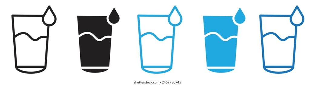 Water glass icon line art vector