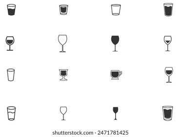 Icono de vidrio de agua. Icono de vidrio de leche Vector, taza de agua icono en diferente estilo, bebida símbolo de Ilustración vectorial.