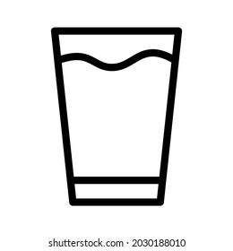 Water in Glass Icon, Outline Water in Glass Food Vector Icon For Web Or App Design Isolated On White Background.

