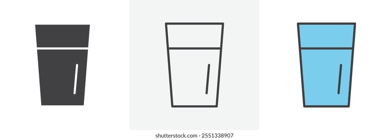 Water glass icon pack. Vector illustration. EPS10
