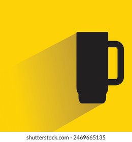 water glass icon with shadow on yellow background