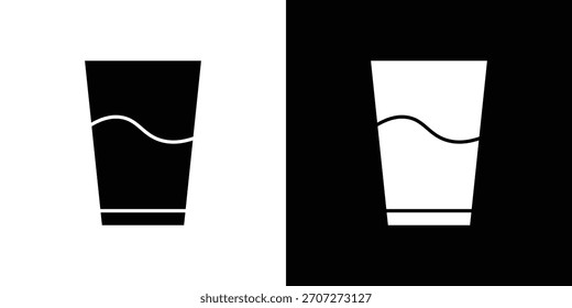 Icono de vidrio de agua en conjunto de silueta sólida. Ilustración vectorial.