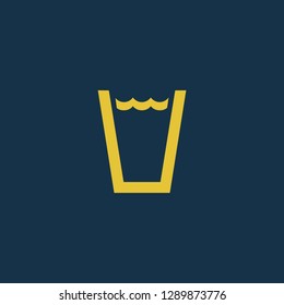 water glass icon, water glass symbol. Flat vector sign isolated on blue background. Simple vector illustration for graphic and web design.