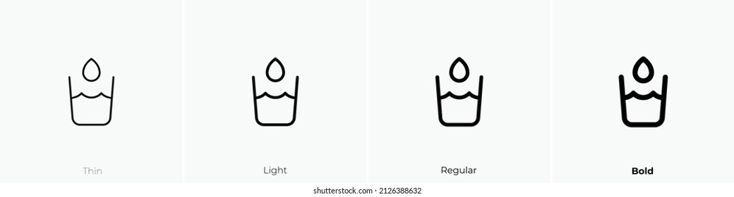 water glass icon. Thin, Light Regular And Bold style design isolated on white background