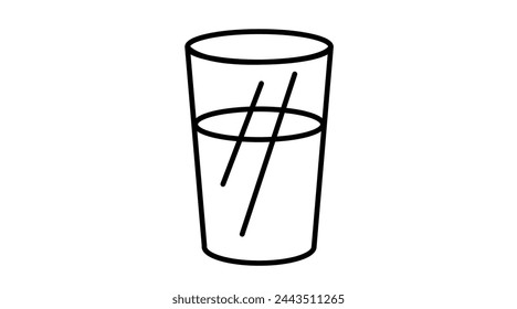 Water Glass Icon. Vector black and white isolated editable illustration