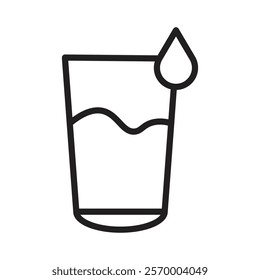 Water glass icon Vector flat thin line illustration