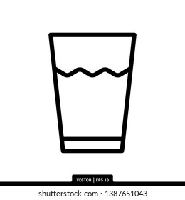 Water Glass Icon Vector Illustration Logo Template
