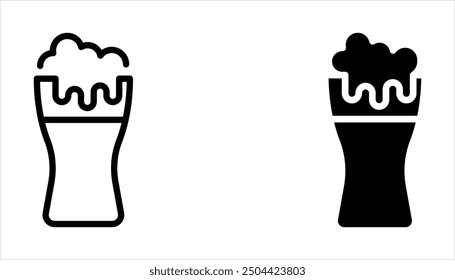 Water glass icon vector set. Drink glass flat line pictogram on white background
