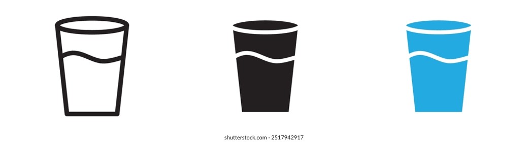 Water glass icon vector set illustration