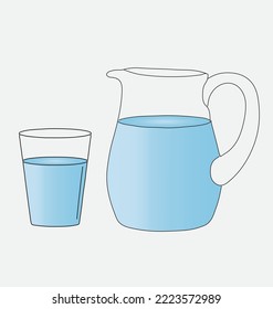 Water In Glass And Jug Vector Icon Illustration