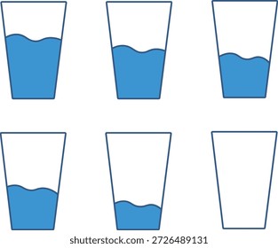 Indicador De Nível De Vidro De Água Definir Ilustração De Vetor Plano