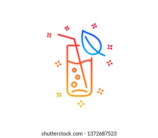 Water glass line icon. Soda aqua drink sign. Drop symbol. Gradient design elements. Linear water glass icon. Random shapes. Vector