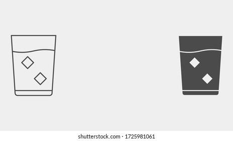 Water glass outline and filled vector icon sign symbol