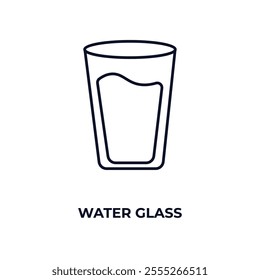 water glass  outline icon. Linear vector from food concept. Thin line water glass  icon isolated on white background