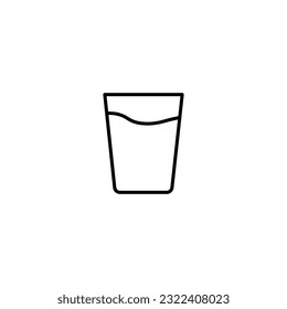 Water glass vector icon in linear, outline icon isolated on white background