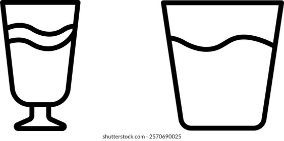 "Water Glass Vector Icon Set: Refreshing and Clean Designs for Everyday Use"