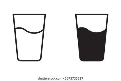 Water glass vector icon set