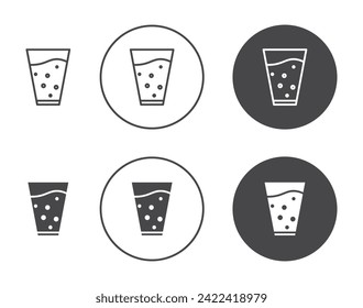 Water Glass Vector Illustration Set. Alcohol Pour Straw Sign in Suitable for Apps and Websites UI Design Style.