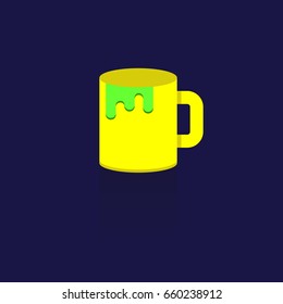 Water glass yellow icon, vector illustration. Flat design style on blue background. colorful. logo. Symbol