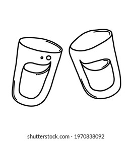 Water glasses Doodle vector icon. Drawing sketch illustration hand drawn cartoon line.