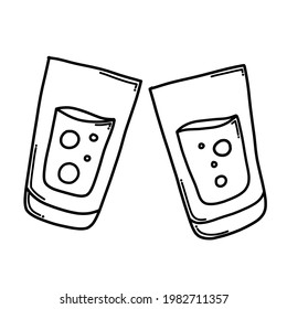 Water glasses Doodle vector icon. Drawing sketch illustration hand drawn cartoon line.