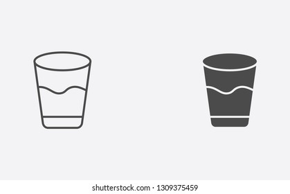 Water glasses outline and filled vector icon sign symbol