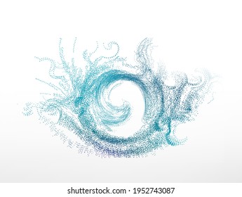 Water glowing particles liquid dynamic vector illustration. 