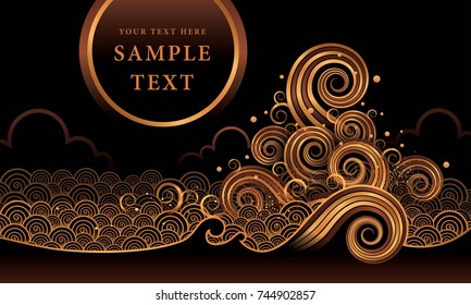 Water Gold Vector, Abstract golden wave design element, Cover Design Annual Report, Brochures, Invitation card and Magazine