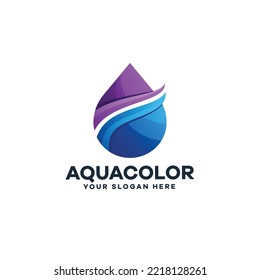 Diseño de iconos de logotipo de degradado de agua