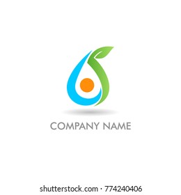 water green leaf nature logo
