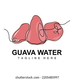 Water Guava Logo Design Vector With Line Style Fresh Fruit Market Illustration Vitamin Plant