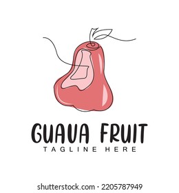 Vector De Diseño Con Logotipo De Guayaba Agua Con Estilo De Línea Fruta Fresca Ilustración De Mercado De Vitamina Plant