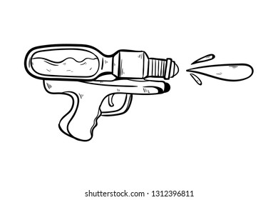 water gun doodle icon vector 