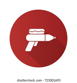 Water gun flat design long shadow glyph icon. Vector silhouette illustration