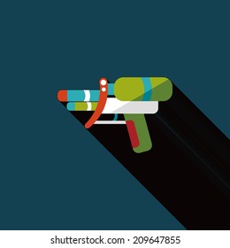 Water Gun flat icon with long shadow