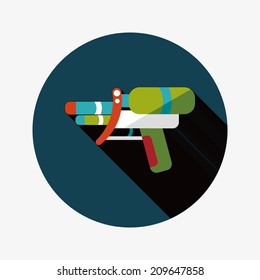 Water Gun flat icon with long shadow