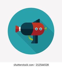 Water Gun flat icon with long shadow