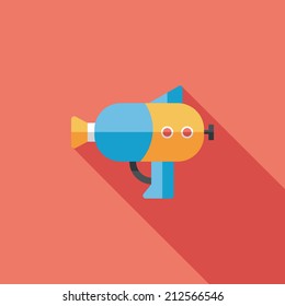 Water Gun flat icon with long shadow
