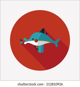 Water Gun flat icon with long shadow