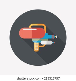 Water Gun flat icon with long shadow