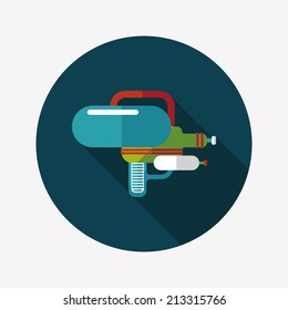 Water Gun flat icon with long shadow