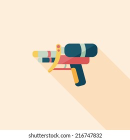 Water Gun flat icon with long shadow