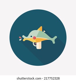 Water Gun flat icon with long shadow