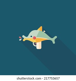 Water Gun flat icon with long shadow