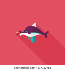 Water Gun flat icon with long shadow