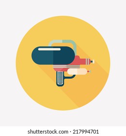 Water Gun flat icon with long shadow
